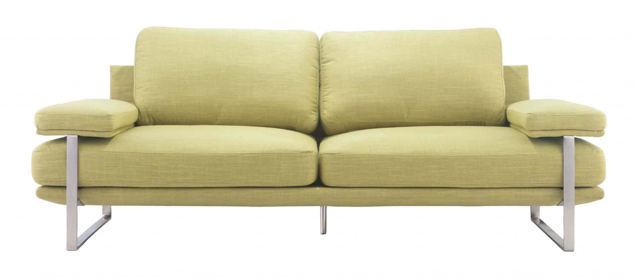 86.6" x 37.4" x 33.5" Lime, Brushed Stainless Steel, Sofa