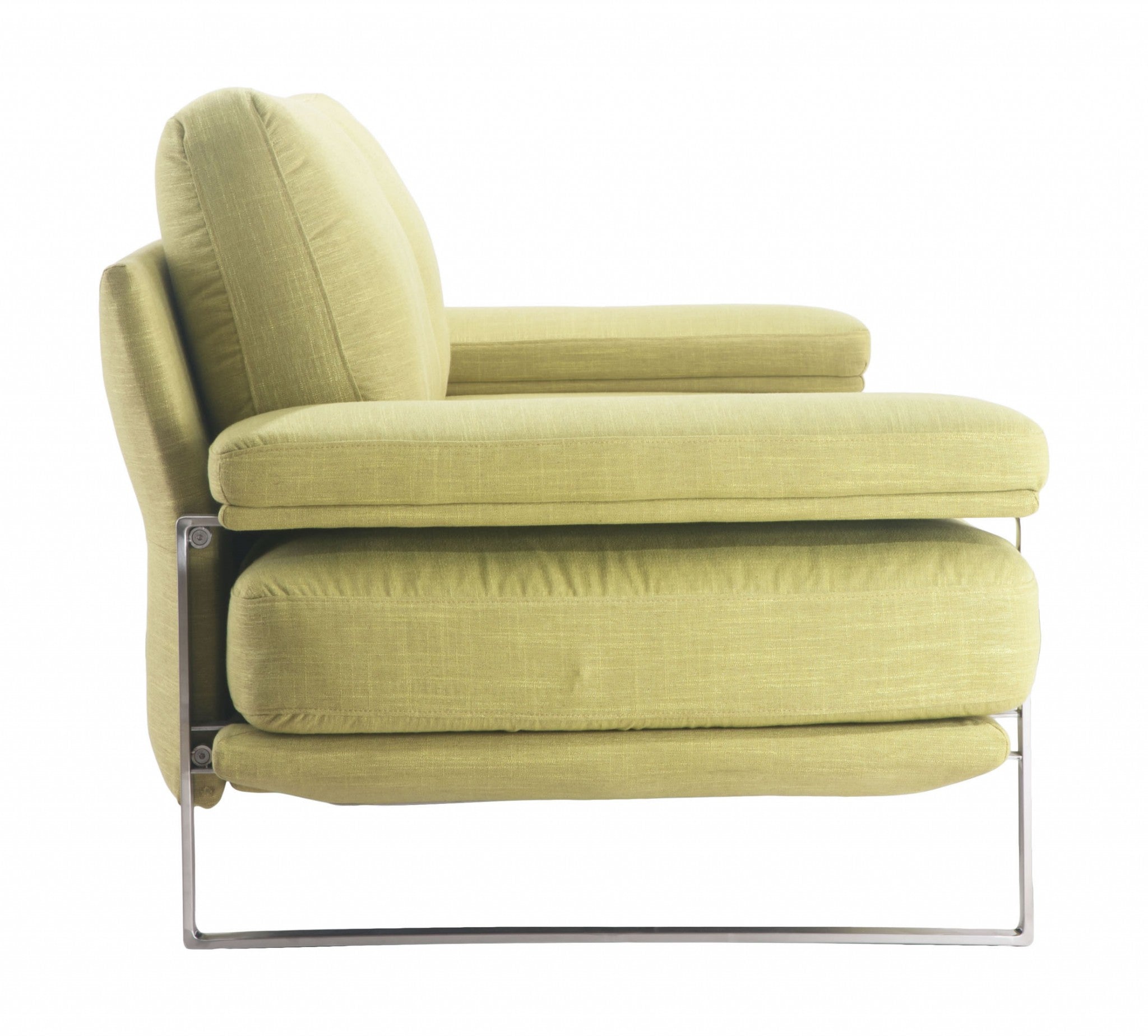 86.6" x 37.4" x 33.5" Lime, Brushed Stainless Steel, Sofa