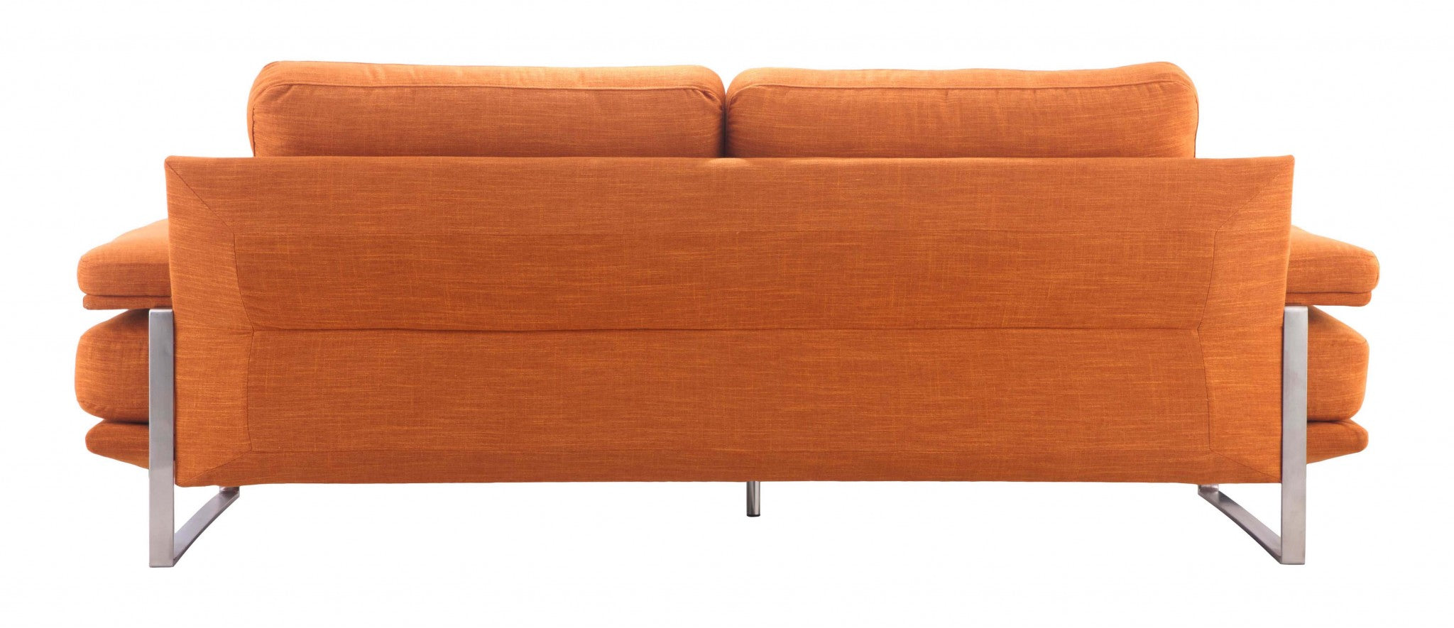 86.6" x 37.4" x 33.5" Orange, Brushed Stainless Steel, Sofa