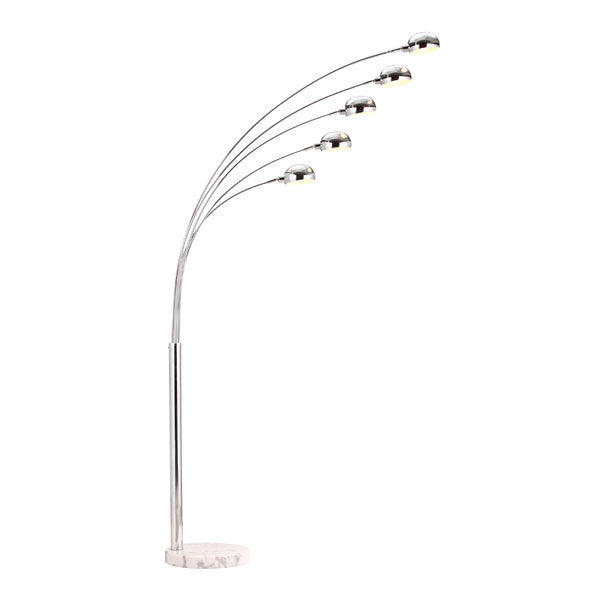 18.9" X 18.9" X 70.5" White And Brushed Frosted Glass Brass Floor Lamp