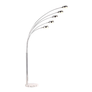 18.9" X 18.9" X 70.5" White And Brushed Frosted Glass Brass Floor Lamp
