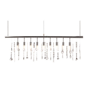 47.4" X 1" X 13.3" Crystal Chrome Ceiling Lamp