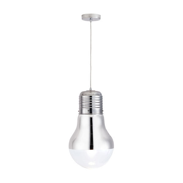 11" X 11" X 19.3" Glass Chrome Ceiling Lamp