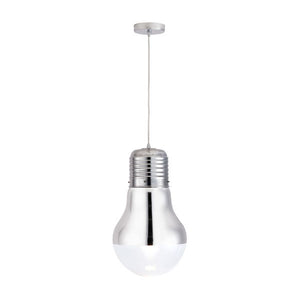11" X 11" X 19.3" Glass Chrome Ceiling Lamp