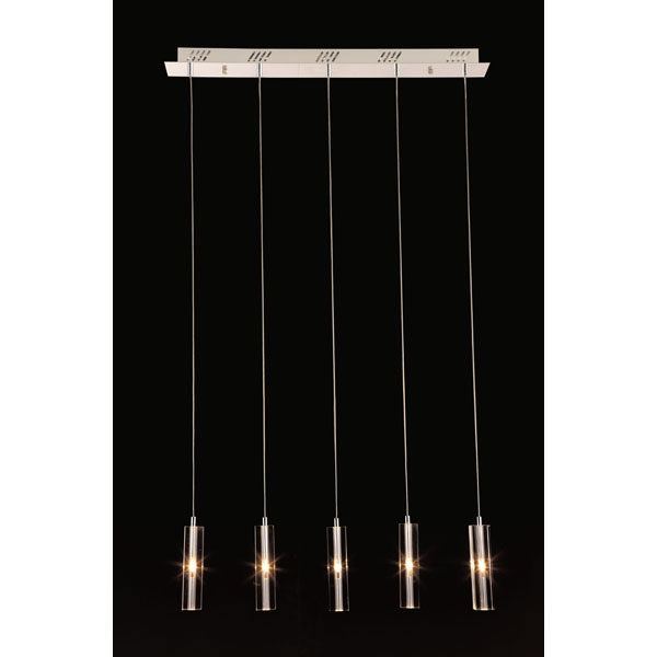 23.6" X 5.5" X 39.4" Crystal Chrome Ceiling Lamp