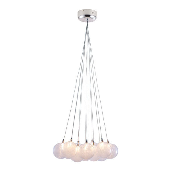 17.7" X 17.7" X 39.4" Clear Glass Chrome Ceiling Lamp