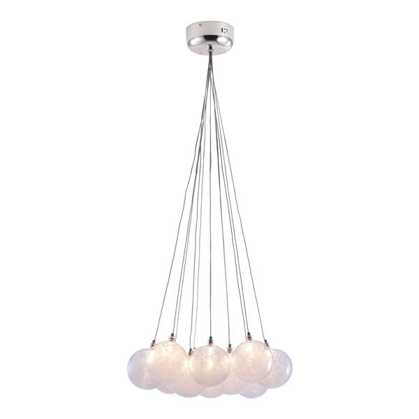17.7" X 17.7" X 39.4" Clear Glass Chrome Ceiling Lamp