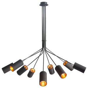 59" X 59" X 51" Black Fabric Metal Ceiling Lamp