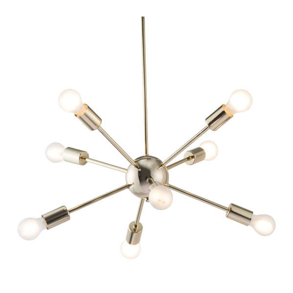 27" X 27" X 59" Gold Electroplated Metal Ceiling Lamp
