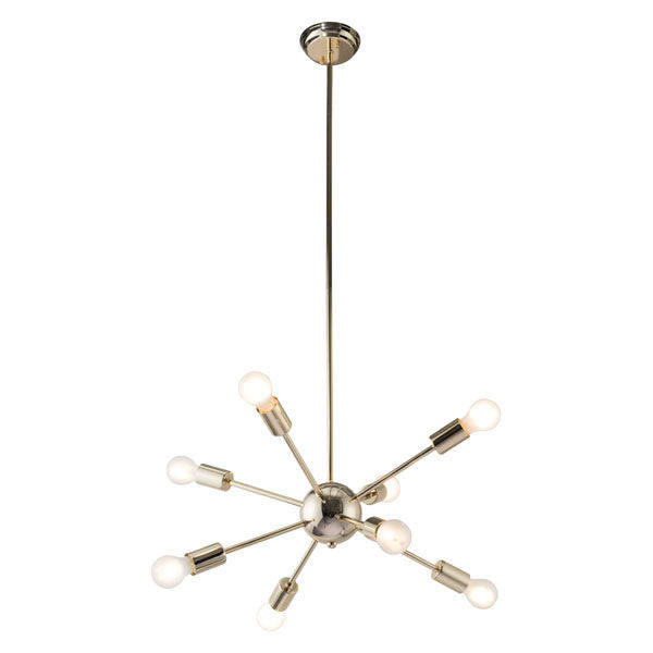 27" X 27" X 59" Gold Electroplated Metal Ceiling Lamp