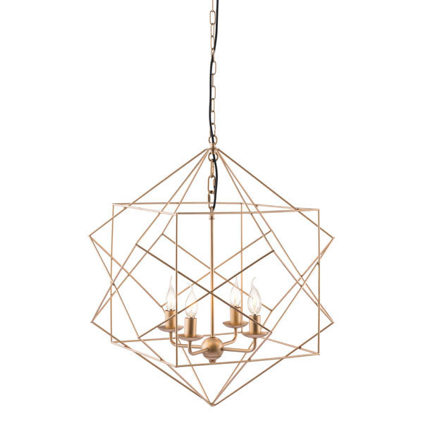 24.8" X 24.8" X 72.8" Gold Painted Metal Ceiling Lamp