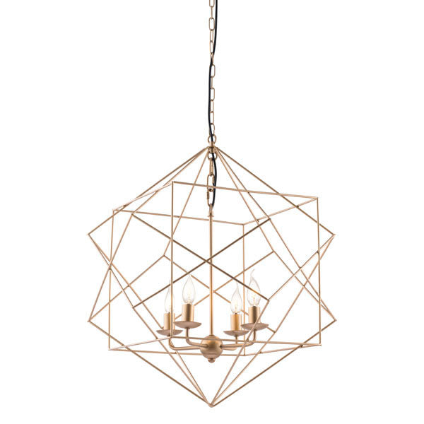 24.8" X 24.8" X 72.8" Gold Painted Metal Ceiling Lamp