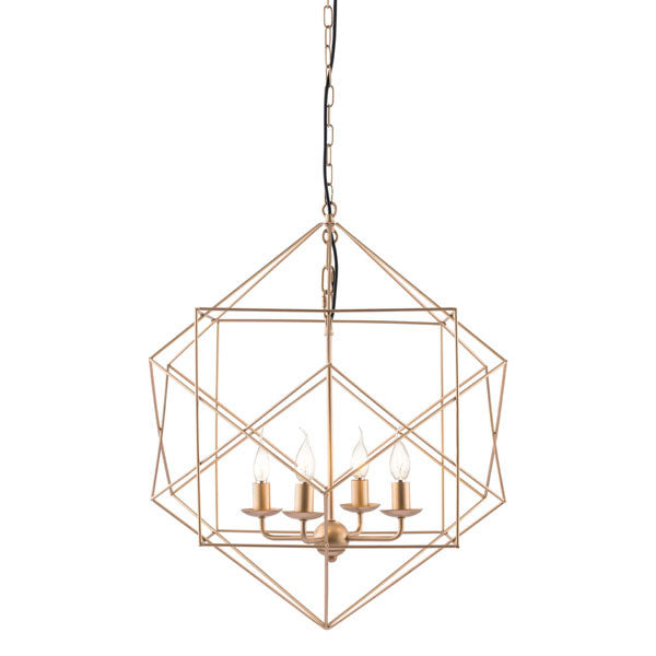 24.8" X 24.8" X 72.8" Gold Painted Metal Ceiling Lamp