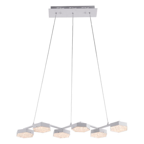 29.5" X 10.2" X 43.3" White Acrylic Painted Metal Ceiling Lamp