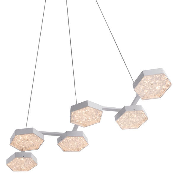 29.5" X 10.2" X 43.3" White Acrylic Painted Metal Ceiling Lamp