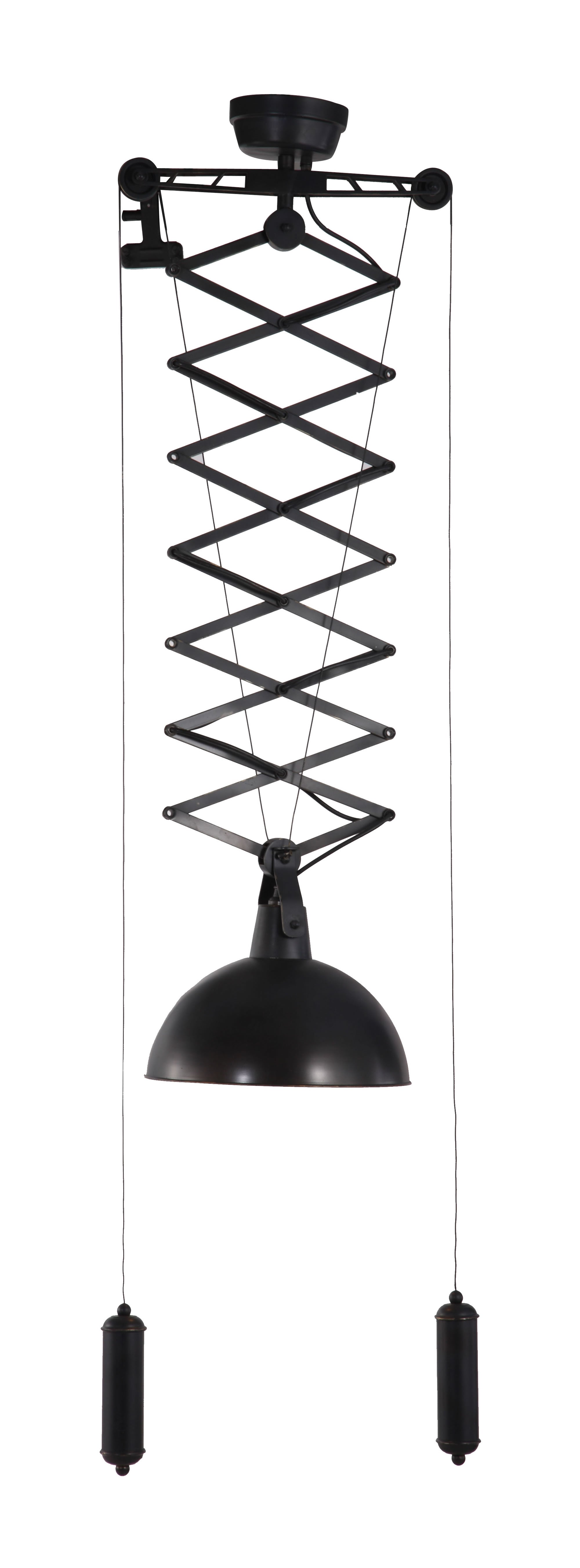 16" x 13" x 26" Antique Black Gold, Metal, Ceiling Lamp