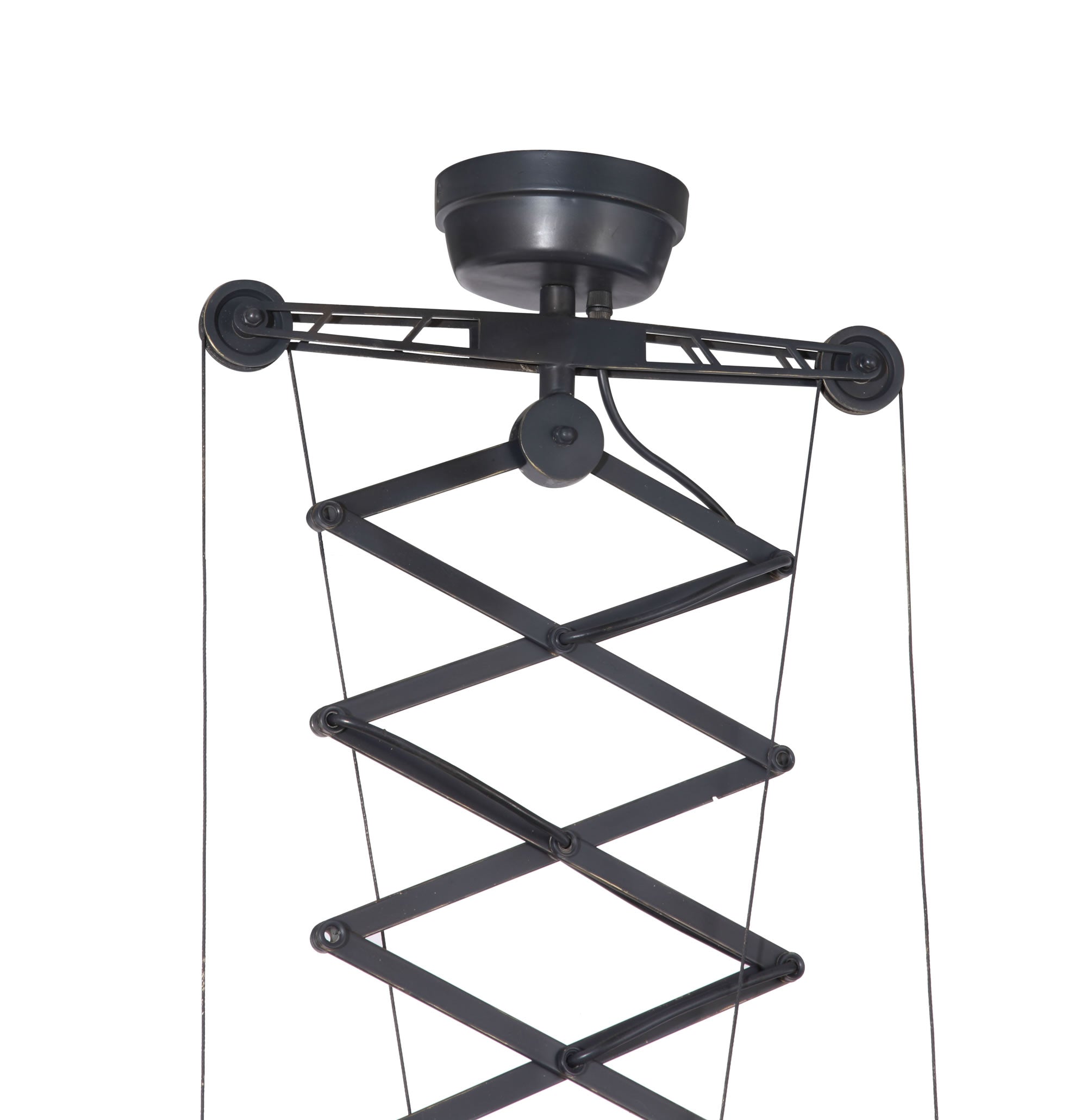 16" x 13" x 26" Antique Black Gold, Metal, Ceiling Lamp