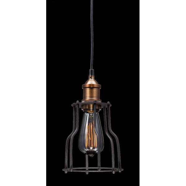 5.9" X 5.9" X 10" Black And Copper Metal Ceiling Lamp
