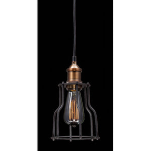 5.9" X 5.9" X 10" Black And Copper Metal Ceiling Lamp