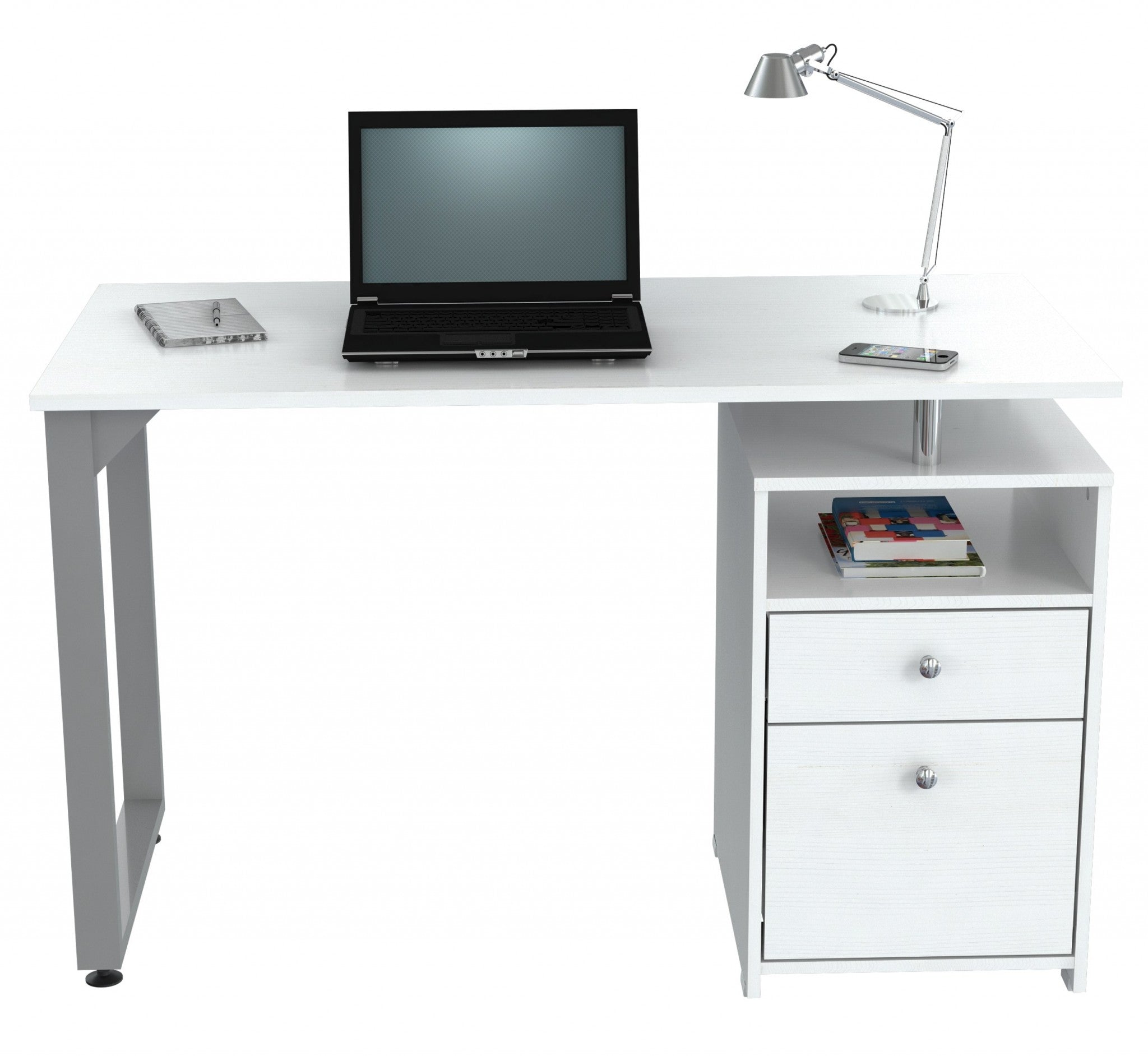 29.5" Modern White Melamine and Engineered Wood Writing Desk