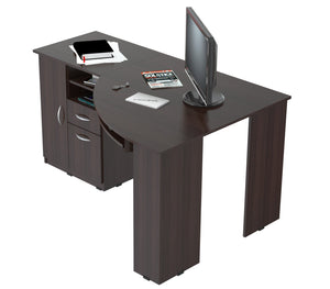 29.5" Espresso Melamine and Engineered Wood L Shaped Computer Work Center