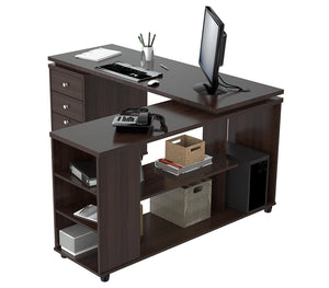 29.5" Espresso Melamine and Engineered Wood L Shaped Computer Desk