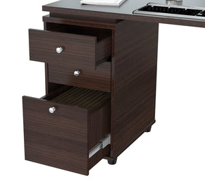29.5" Espresso Melamine and Engineered Wood L Shaped Computer Desk