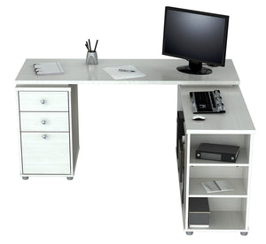 29.5" White Melamine and Engineered Wood L Shaped Computer Desk