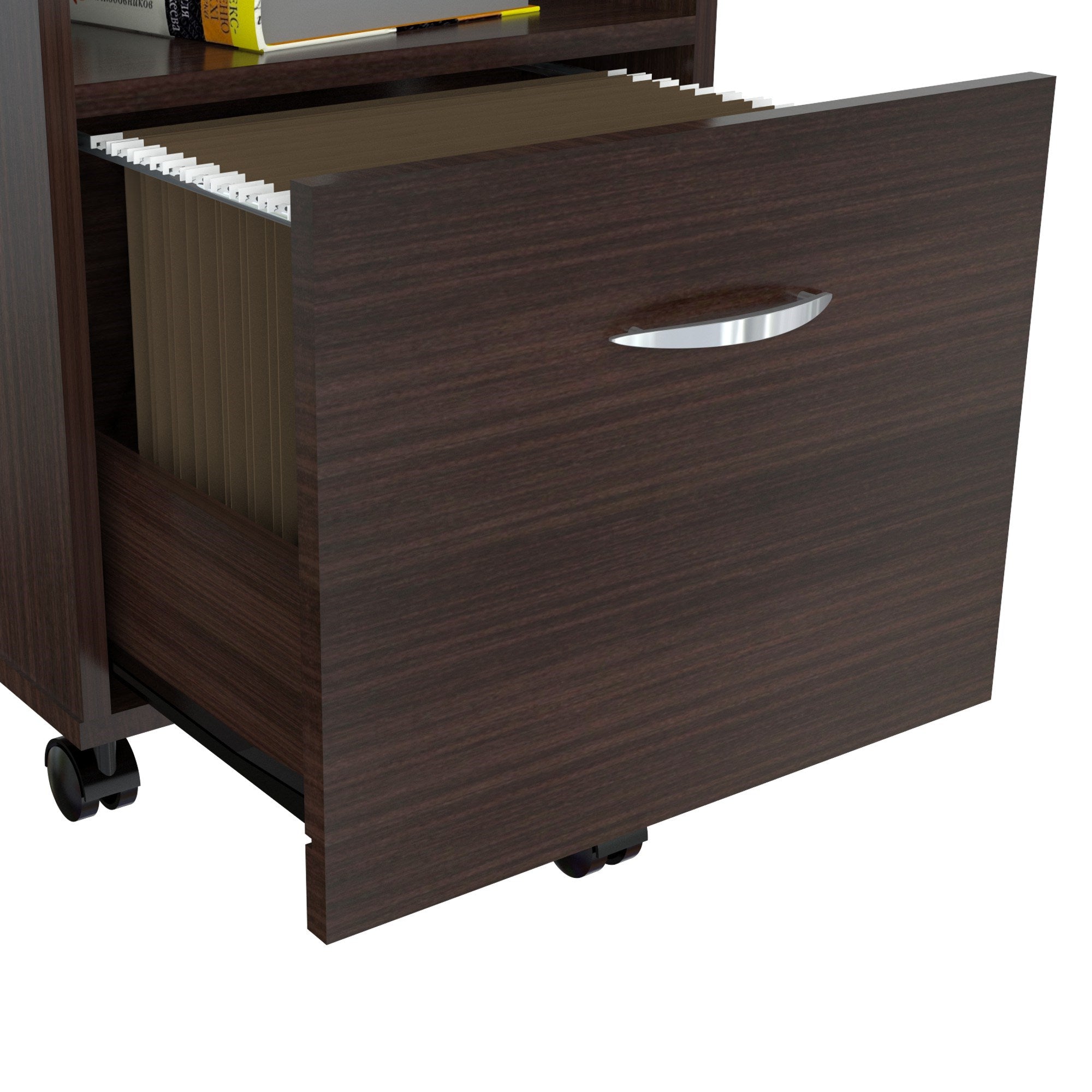 23" Espresso Melamine and Engineered Wood File Cabinet with a Drawer