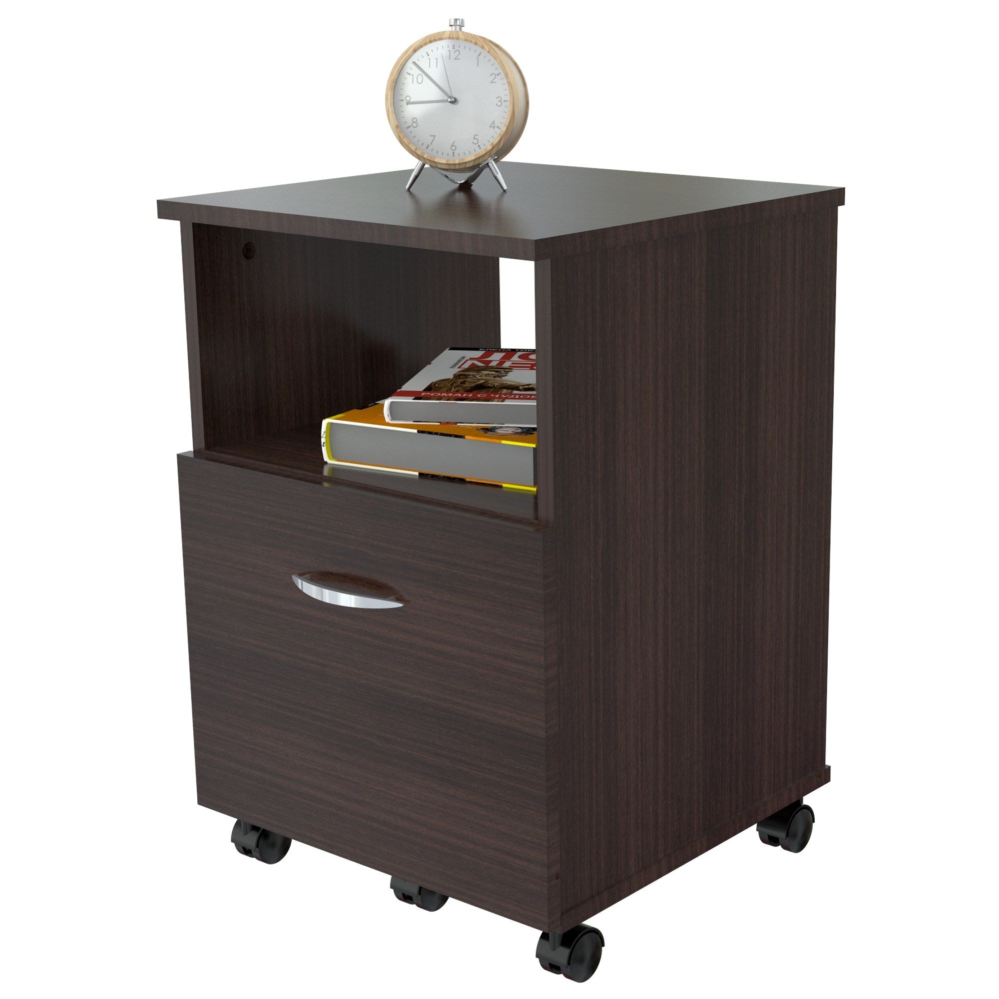 23" Espresso Melamine and Engineered Wood File Cabinet with a Drawer