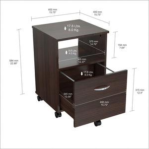 23" Espresso Melamine and Engineered Wood File Cabinet with a Drawer