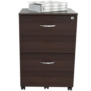 27.6" Espresso Melamine and Engineered Wood File Cabinet with Two Drawers