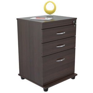 26.8" Espresso Melamine and Engineered Wood File Cabinet with 3 Drawers
