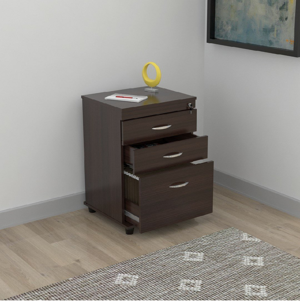 40.2" Espresso Melamine and Engineered Wood File Cabinet with 3 Drawers