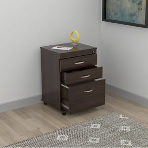 40.2" Espresso Melamine and Engineered Wood File Cabinet with 3 Drawers