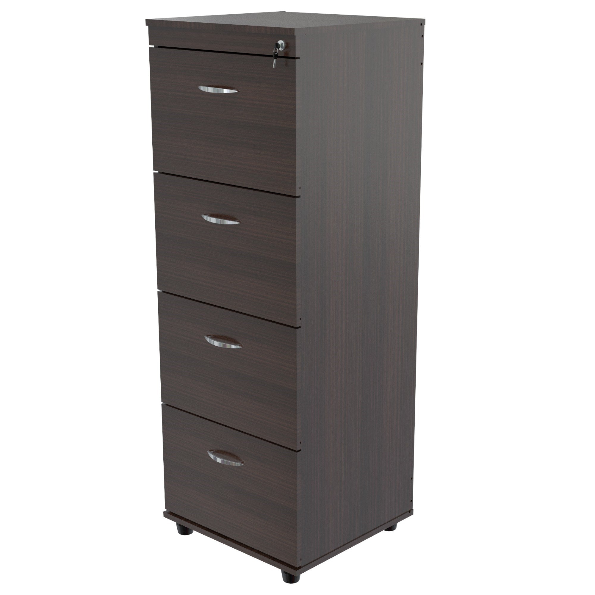52" Espresso Melamine and Engineered Wood File Cabinet with 4 Drawers