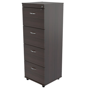 52" Espresso Melamine and Engineered Wood File Cabinet with 4 Drawers