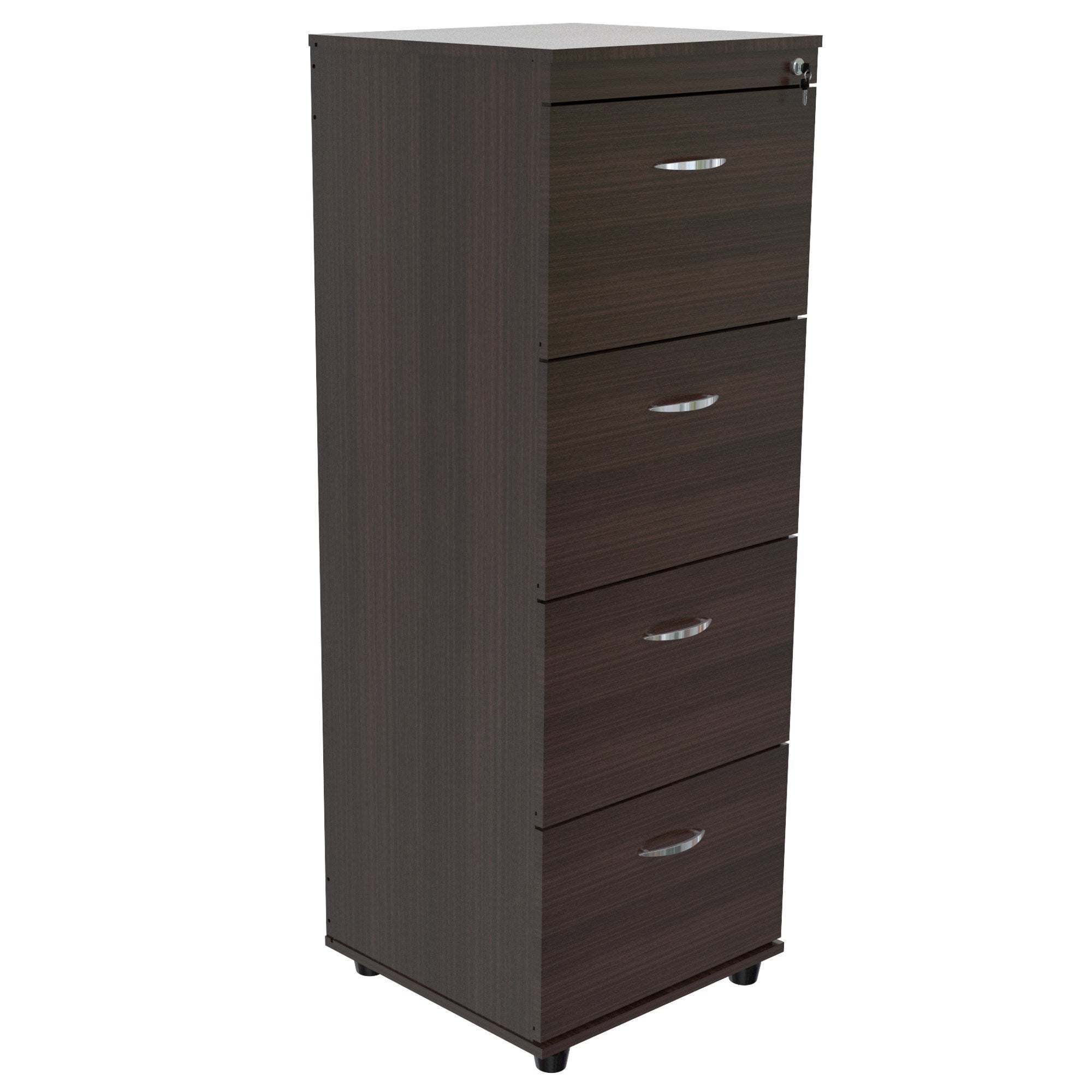 52" Espresso Melamine and Engineered Wood File Cabinet with 4 Drawers