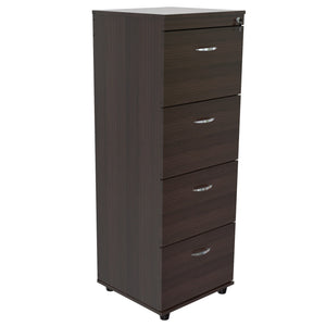 52" Espresso Melamine and Engineered Wood File Cabinet with 4 Drawers