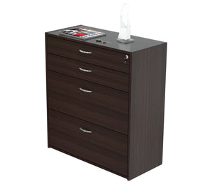 38.7" Espresso Melamine and Engineered Wood Filing Cabinet with 4 Drawers