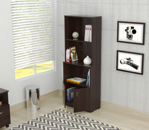 63" Espresso Melamine and Engineered Wood Bookcase with a Storage Area