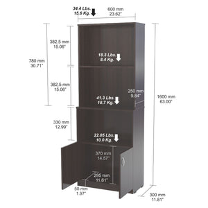 63" Espresso Melamine and Engineered Wood Bookcase with a Storage Area