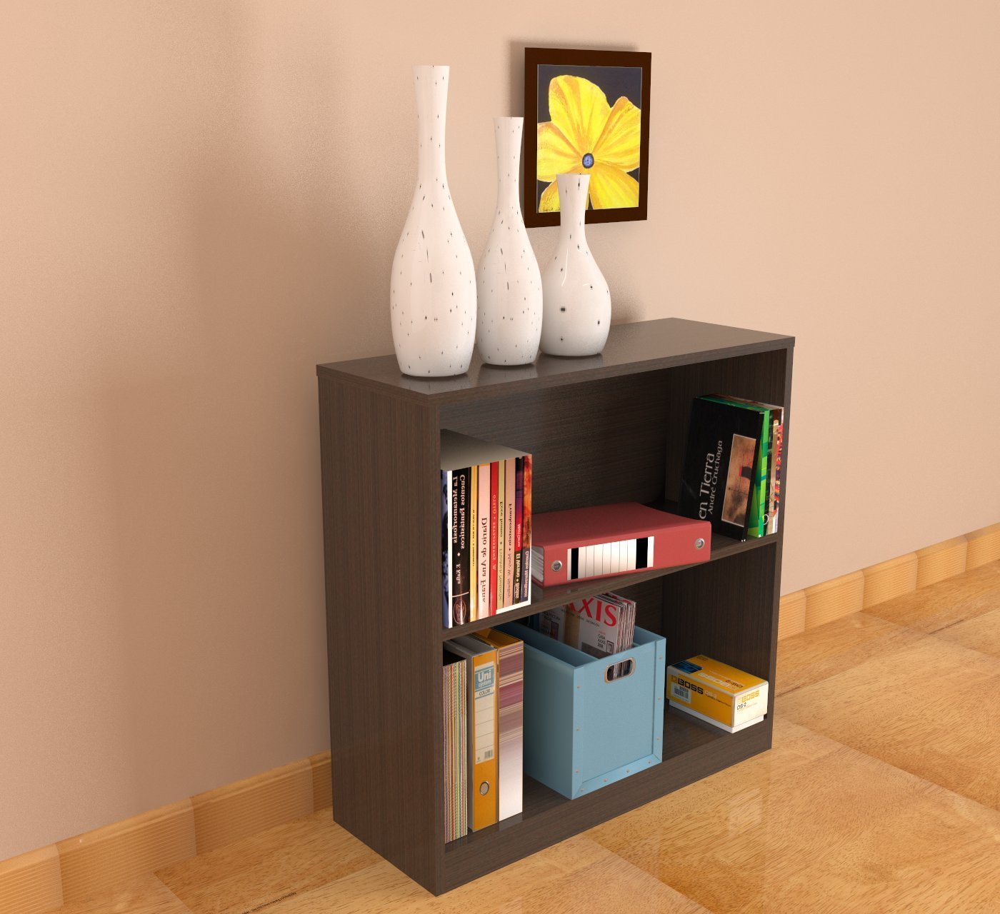 31.5" Espresso and Wenge Melamine and Engineered Wood Bookcase
