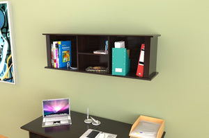 15" Espresso Melamine and Engineered Wood Wall Mounted Hutch
