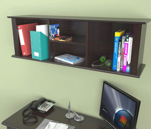 15" Espresso Melamine and Engineered Wood Wall Mounted Hutch