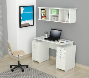 15" White Melamine and Engineered Wood Wall Mounted Hutch