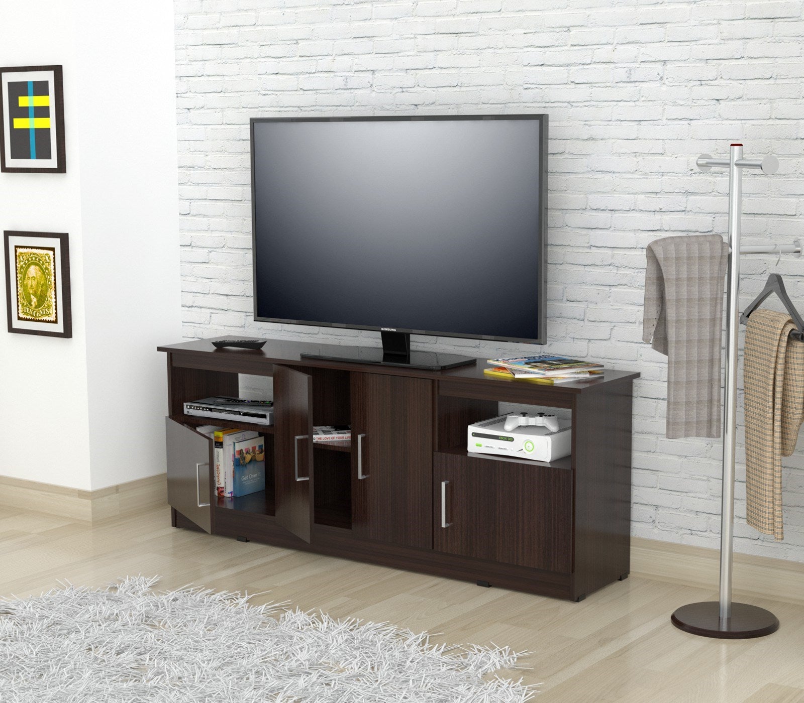 24.6" Espresso Melamine and Engineered Wood TV Stand
