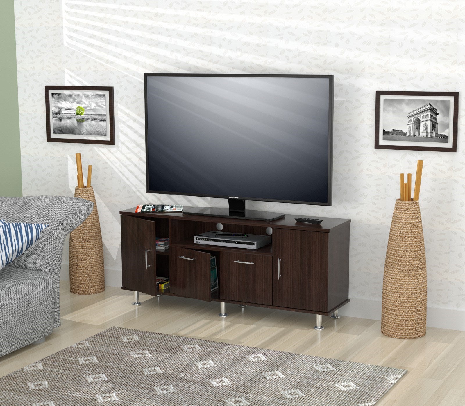 24" Modern Espresso Melamine and Engineered Wood TV Stand