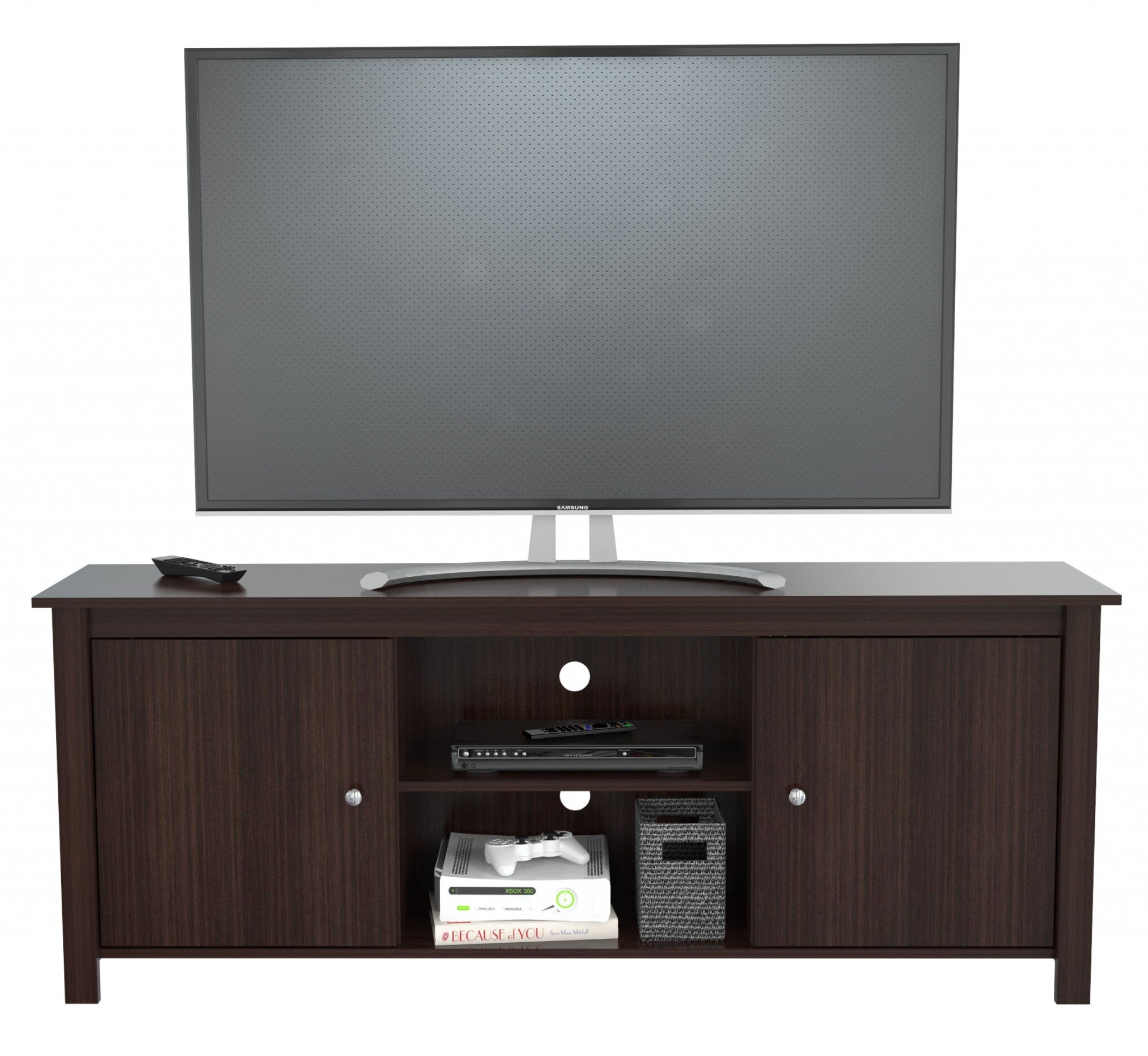 24.8" Espresso Melamine and Engineered Wood TV Stand