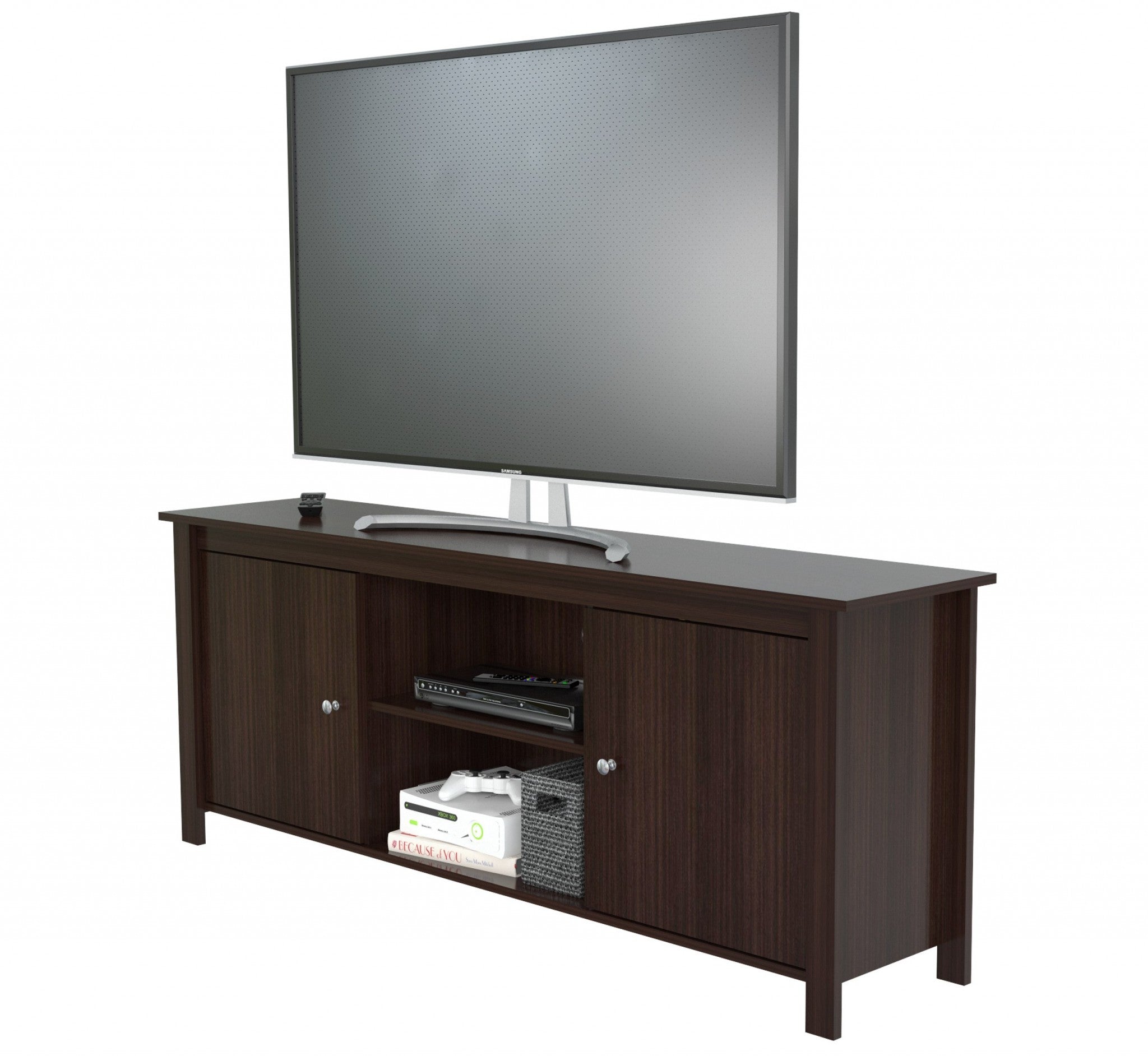 24.8" Espresso Melamine and Engineered Wood TV Stand